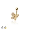 316L SURGICAL STEEL MULTI CZ BUTTERFLY NON DANGLE BELLY BUTTON NAVEL RING 